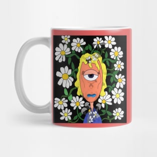 watercolor flowers one eyed woman Mug